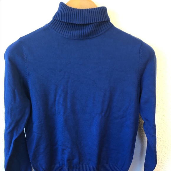Sweater-royal blue turtle neck - Picture 3 of 7